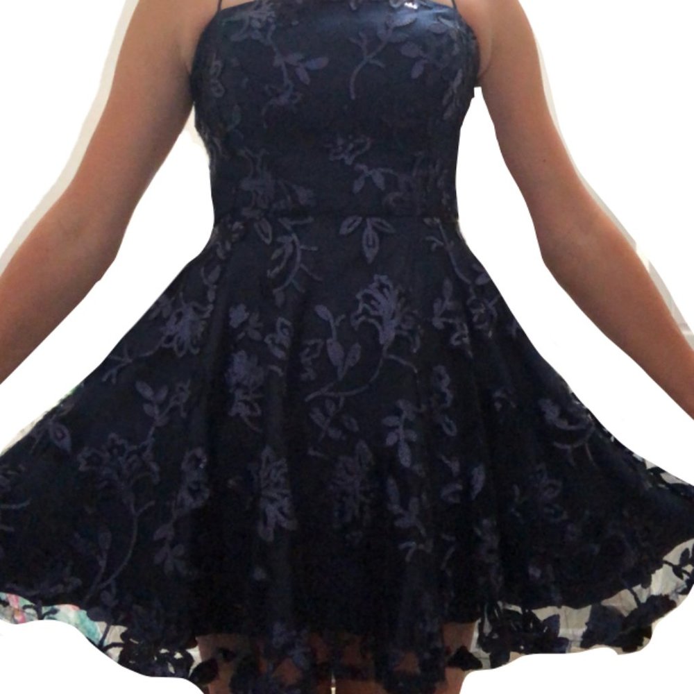 Navy Blue Sequin Dress - Picture 4 of 4